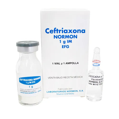Ceftriaxona Normon 1G I.M. X 1 Vial Y 1 Ampolla